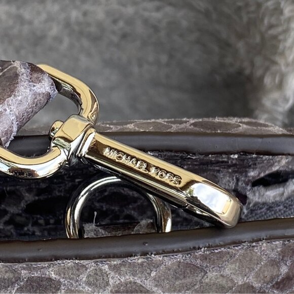 NWT Michael Kors Selma Large Satchel Genuine Leather DK Slate Snake Print New - Picture 10 of 13